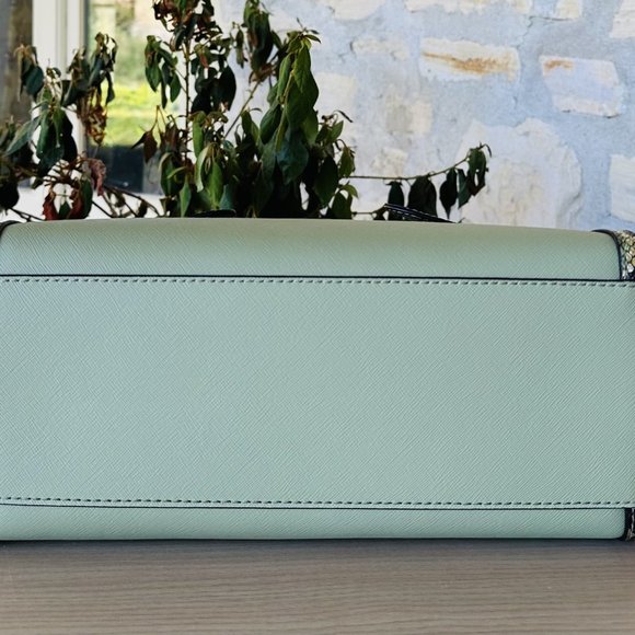 Michael Kors Carmen Medium Flap Satchel/ BLFLD Wallet MK Logo Light Sage NWT - Picture 4 of 11